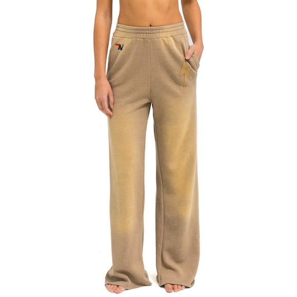 Aviator Nation Bolt Stitch Wide Leg with pockets - Faded Tan - NWT - Picture 2 of 5